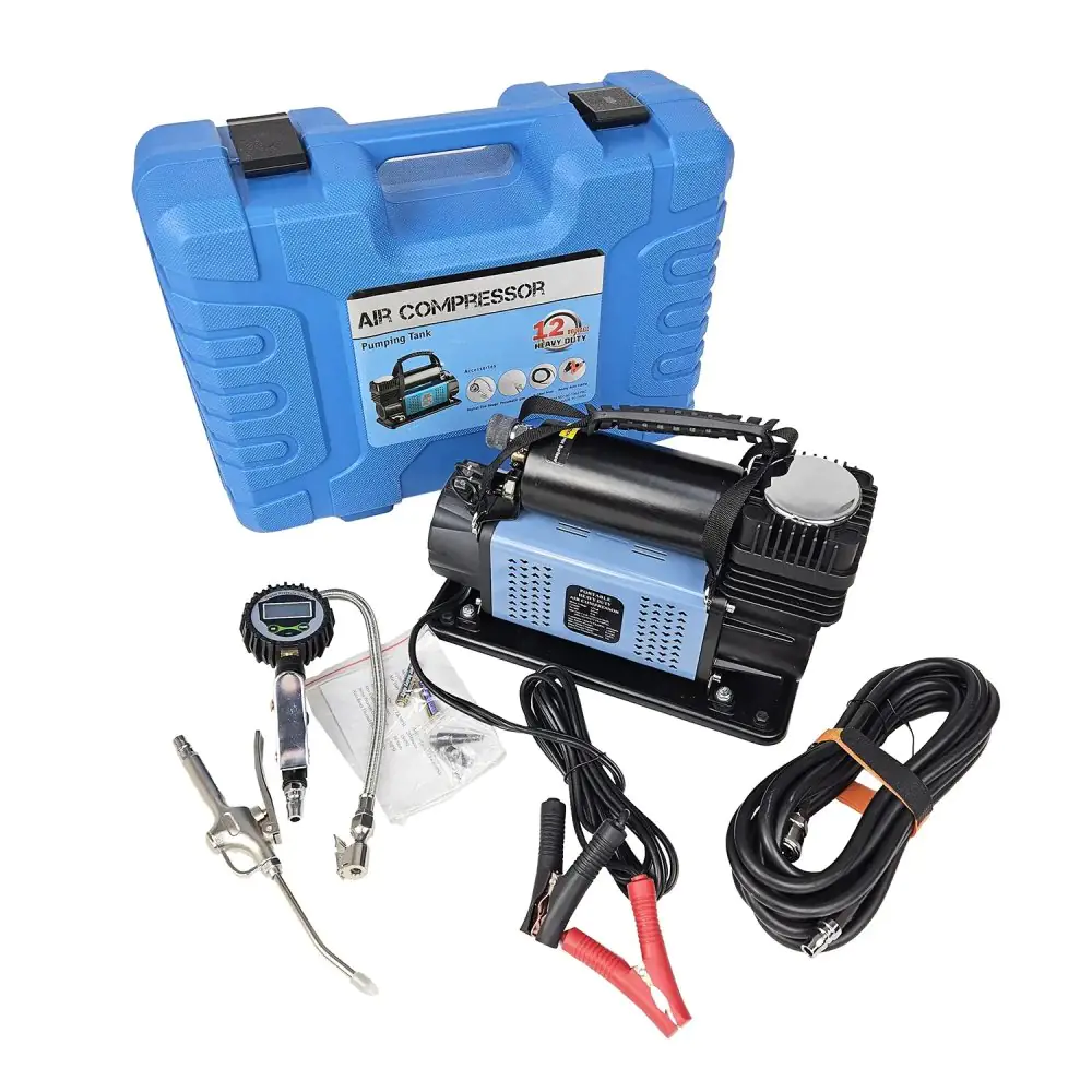 Portable compressor 180 l / min 12V full with Calderín and transport suitcase