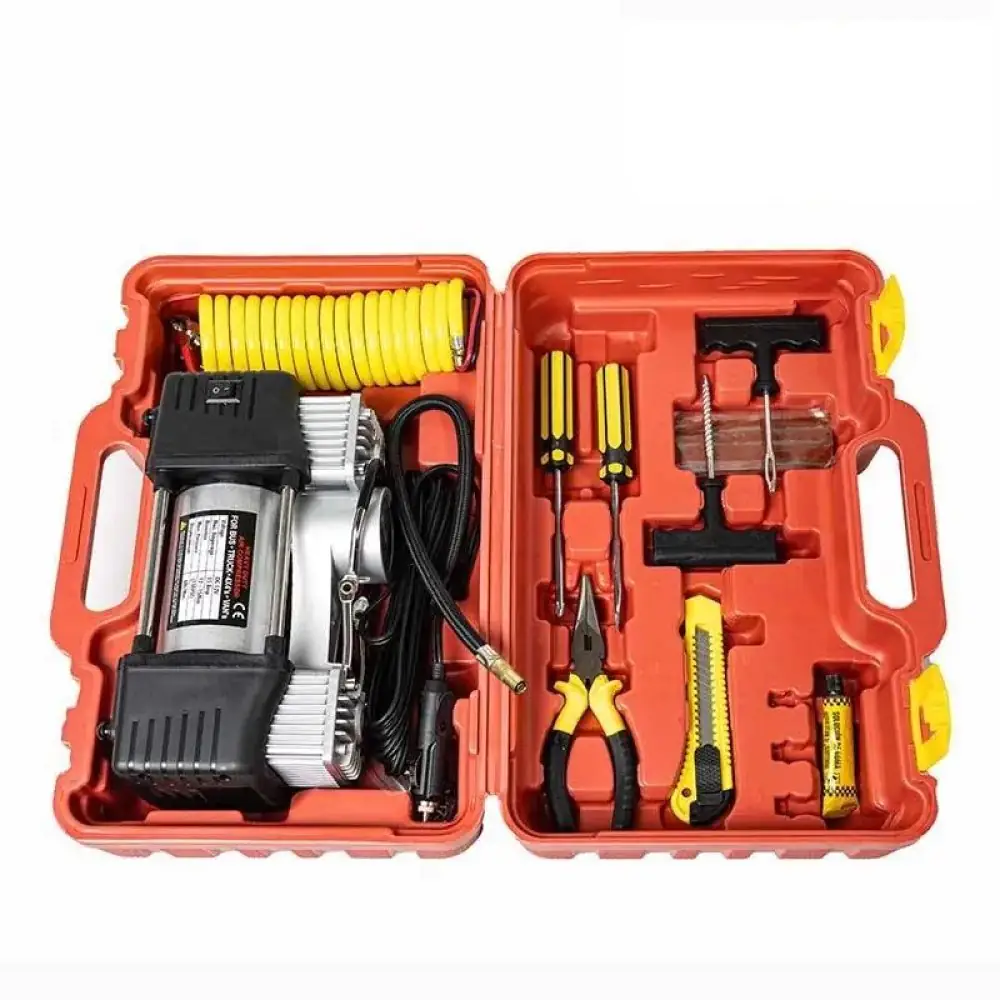 12V air compressor with kit Repairs car punctures