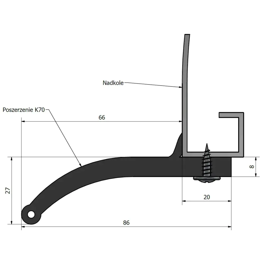 Kit completo de 4 aletines de goma +7cm de 1,6 metros