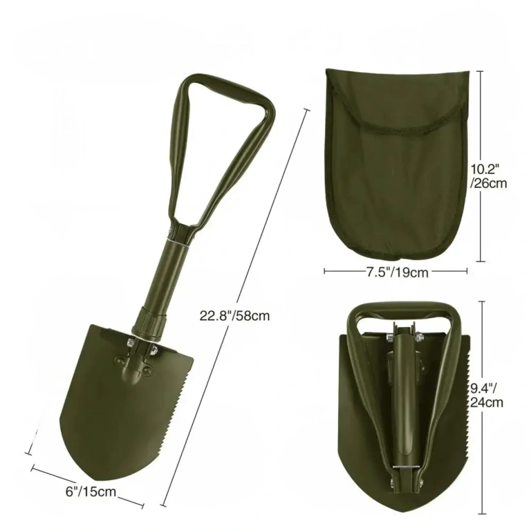 Military green folding rescue shovel